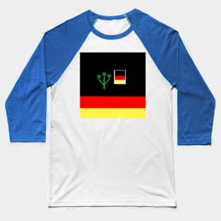 Sporty German Design on Blue Background Baseball T-Shirt